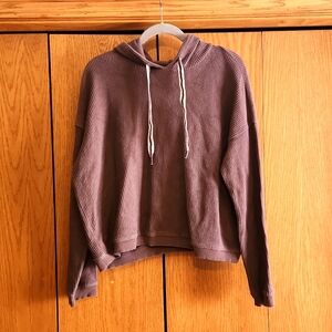 Women's Aerie hooded,  oversized cropped brown sweatshirt,  size large